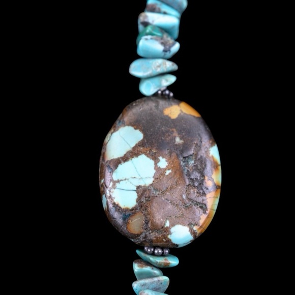 Vintage Turquoise Necklace (36”) & Clip-on Earrings - Picture 3 of 4